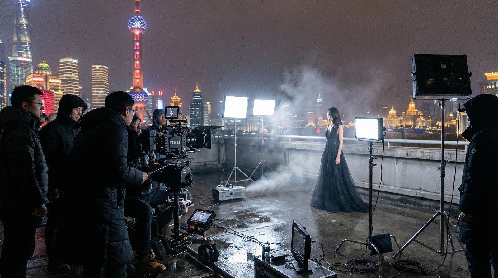 小马拉大车上海外滩夜景拍摄现场实况